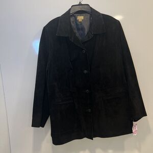Women's Caslon 2x Black Genuine‎ Suede Leather Jacket/Blazer